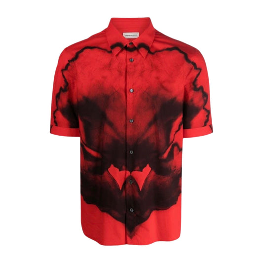 Alexander McQueen Ink Flower Print cotton shirt red-black