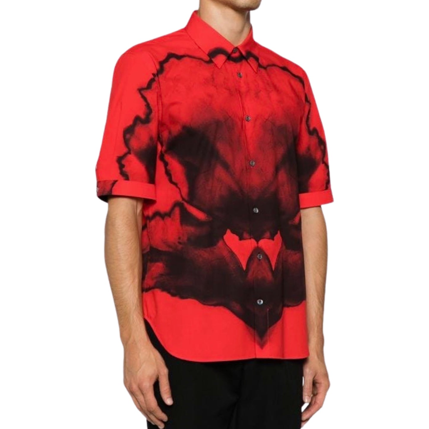 Alexander McQueen Ink Flower Print cotton shirt red-black