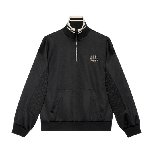 Gucci Technical Jersey Half Zip Jacket Black