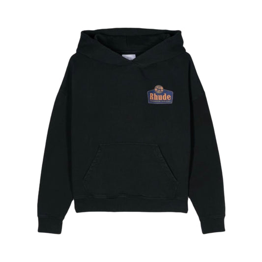 Rhude logo-print cotton hoodie black