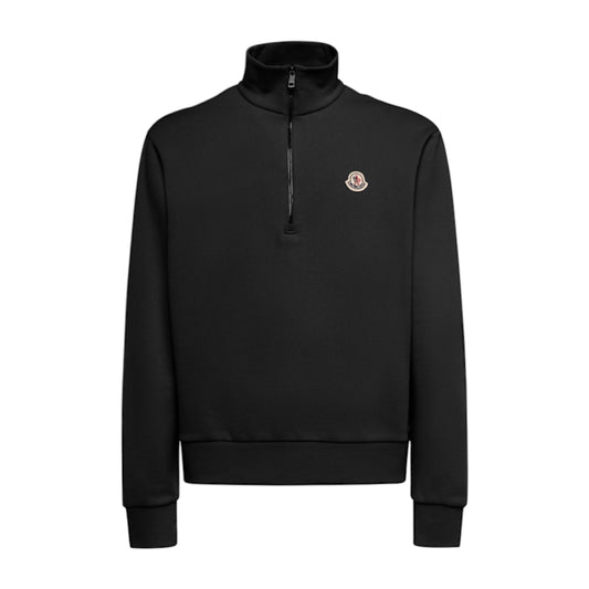 Moncler Zip-up cotton turtleneck sweatshirt black