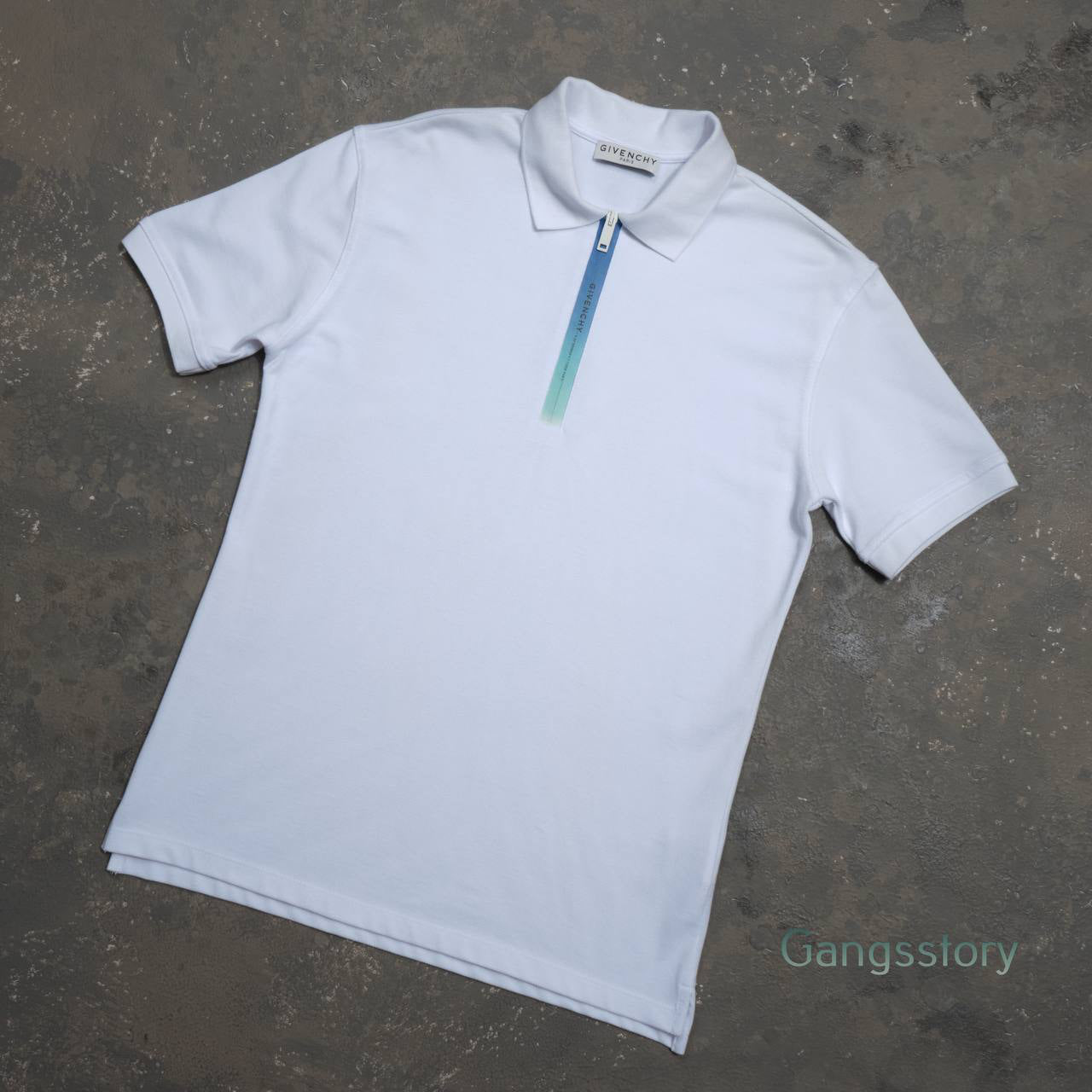 Givenchy Half Zip Gradient Polo Shirt White