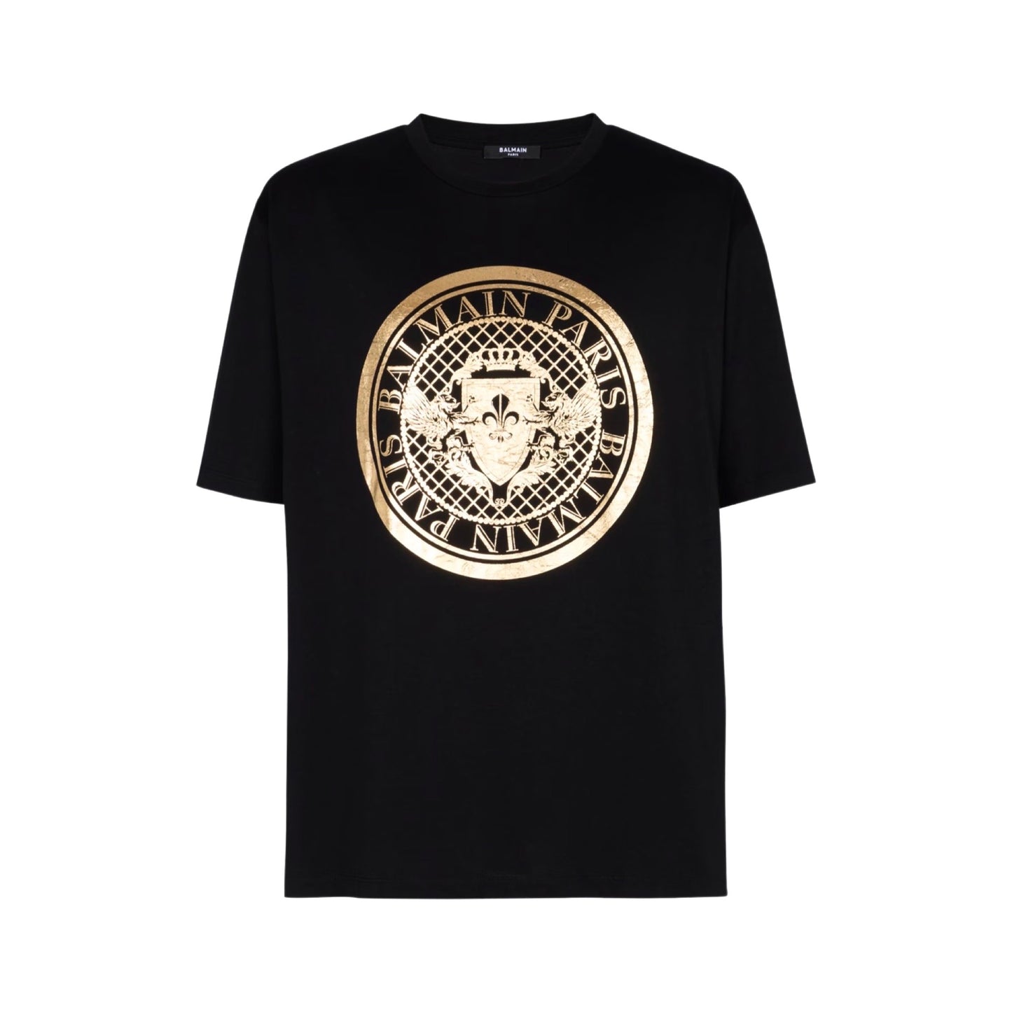 Balmain Gold Metallic Coin logo print T-shirt Black