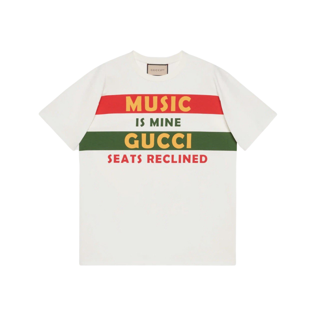 Gucci  'Music is Mine Gucci Seats Reclined' print T-shirt White