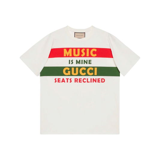 Gucci  'Music is Mine Gucci Seats Reclined' print T-shirt White