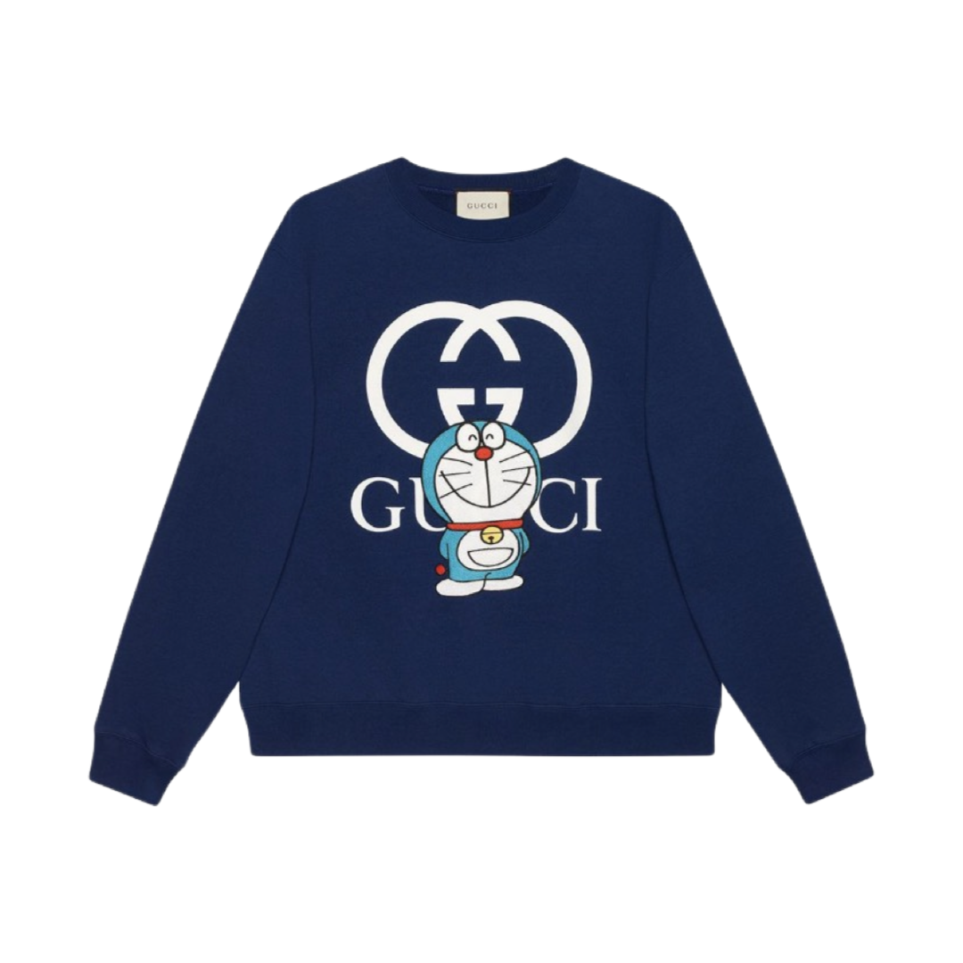 Gucci x Doraemon Logo Print Sweatshirt Blue