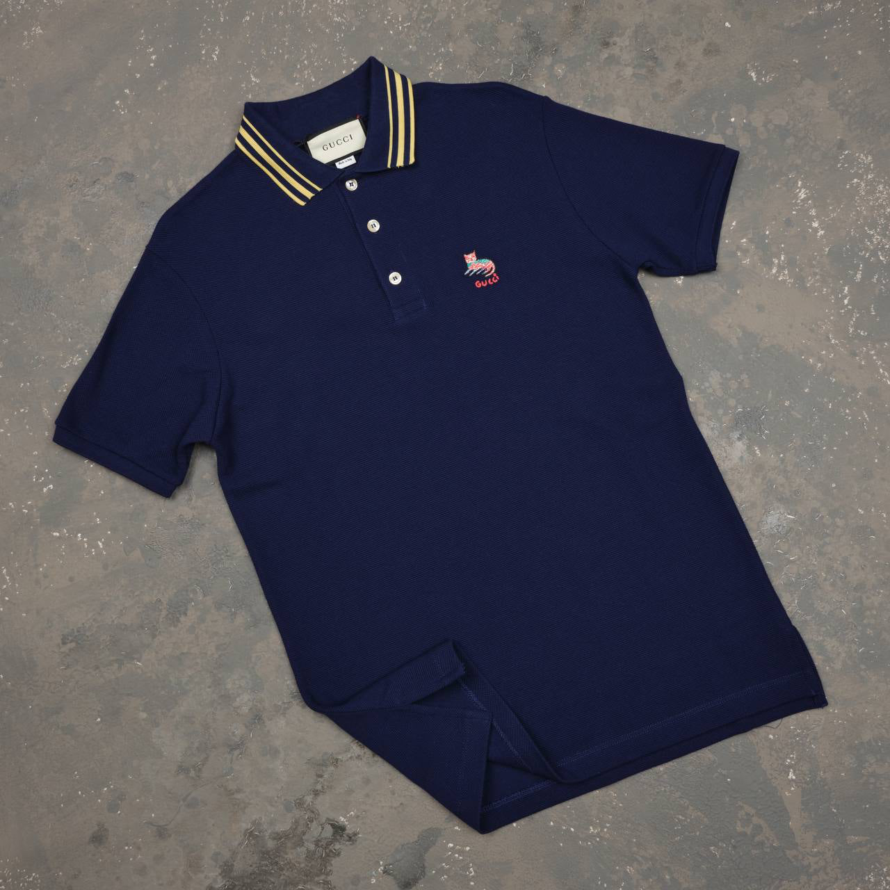 Gucci cat patch piqué polo shirt Blue