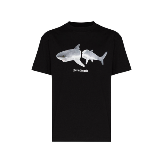 Palm Angels Shark print logo T-shirt Black