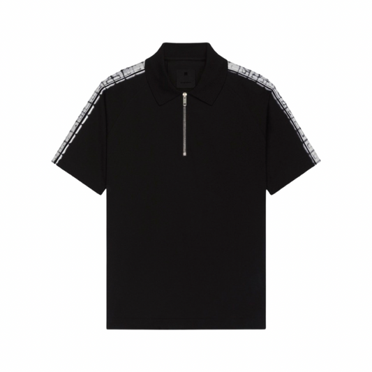 Givenchy Taped Sleeve Zip Polo Shirt Black