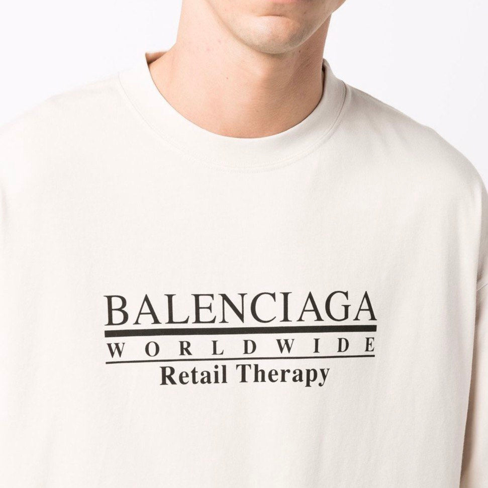 Balenciaga Retail Therapy logo-print T-shirt Beige