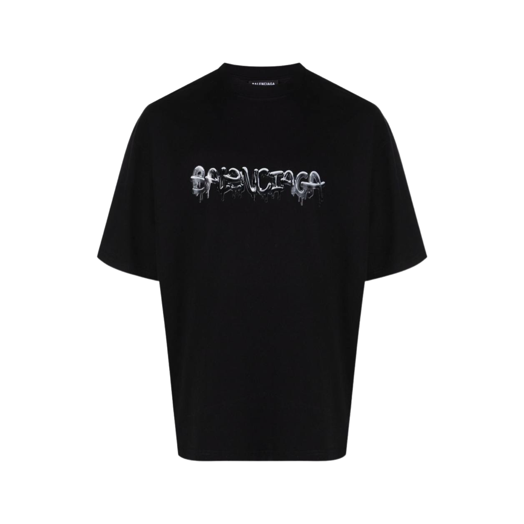 Balenciaga logo printed crew neck T-shirt Black