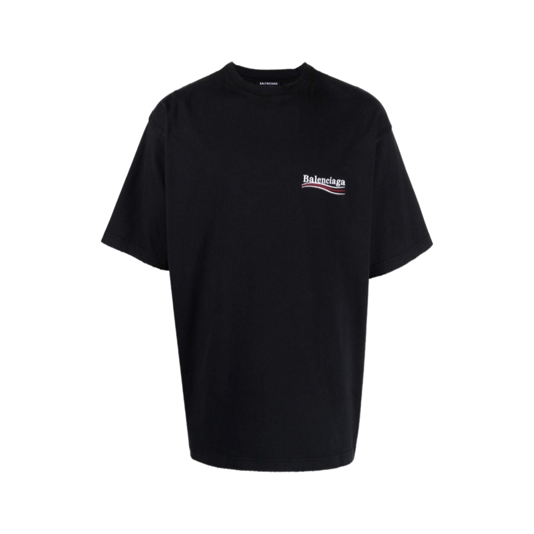 Balenciaga logo-embroidered print T-shirt Black