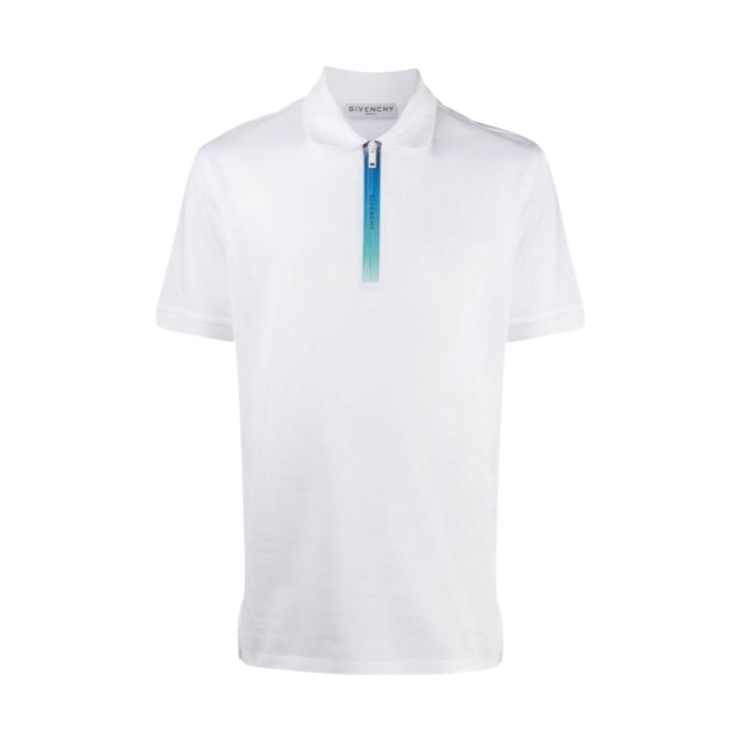 Givenchy Half Zip Gradient Polo Shirt White