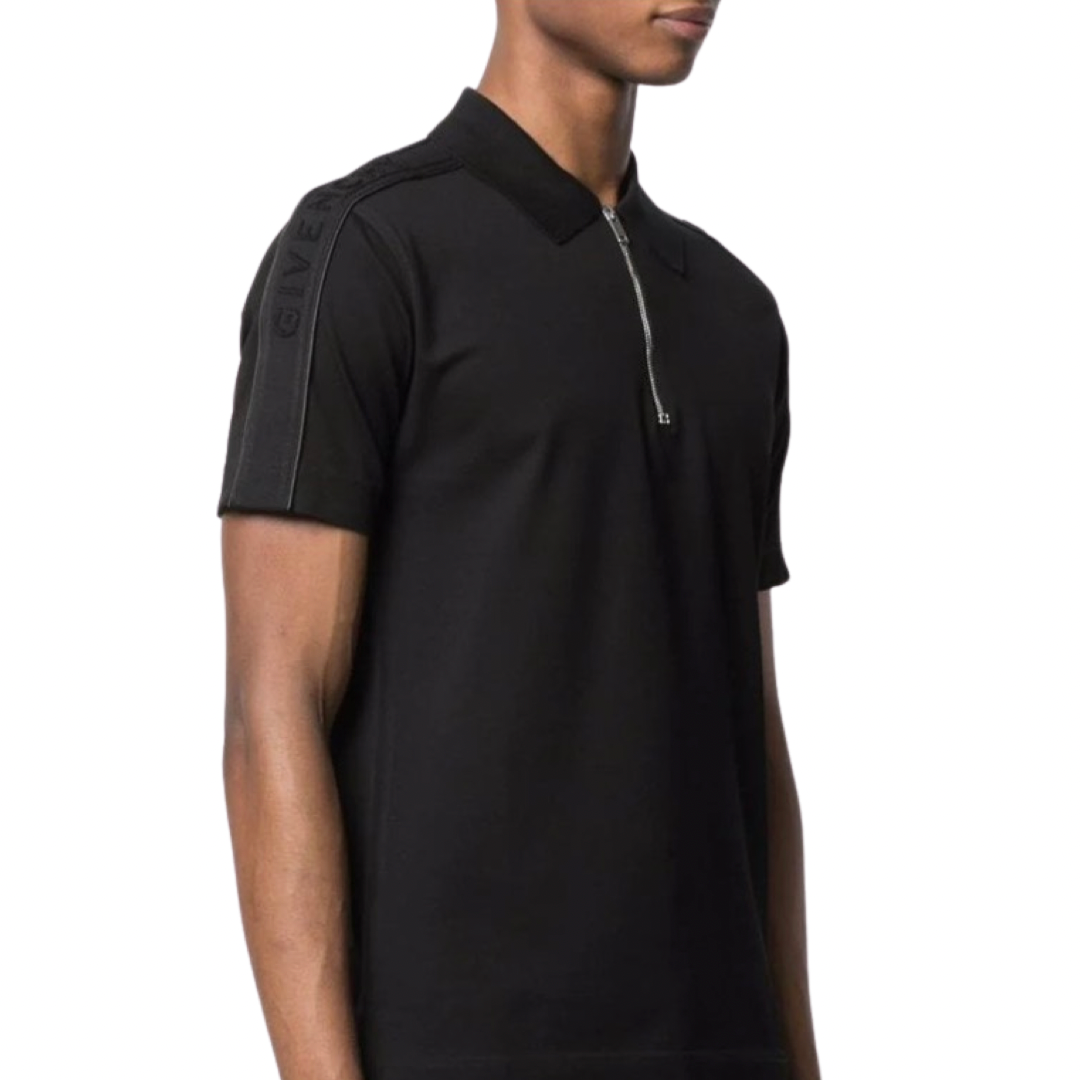 Givenchy Zip Polo logo-taping shirt Black