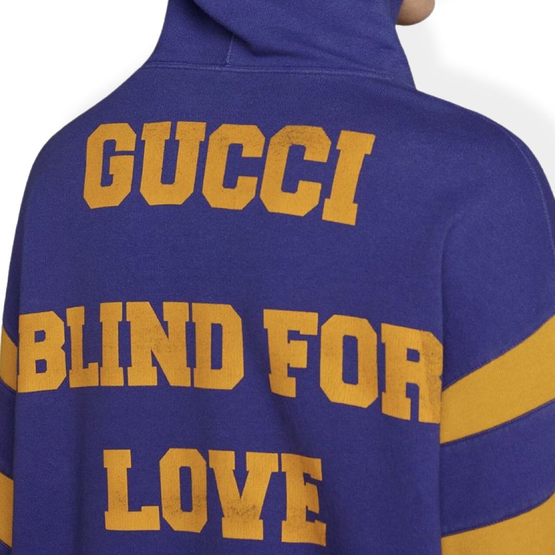 Gucci Blind For Love print Hoodie Blue