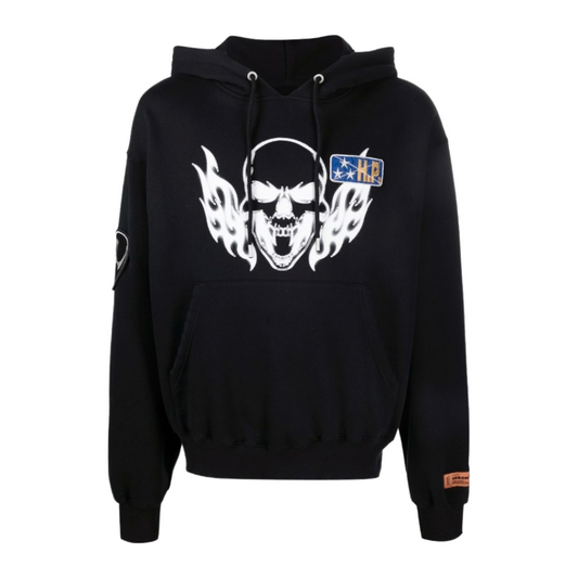 Heron Preston Skull Flame graphic-print Hoodie Black