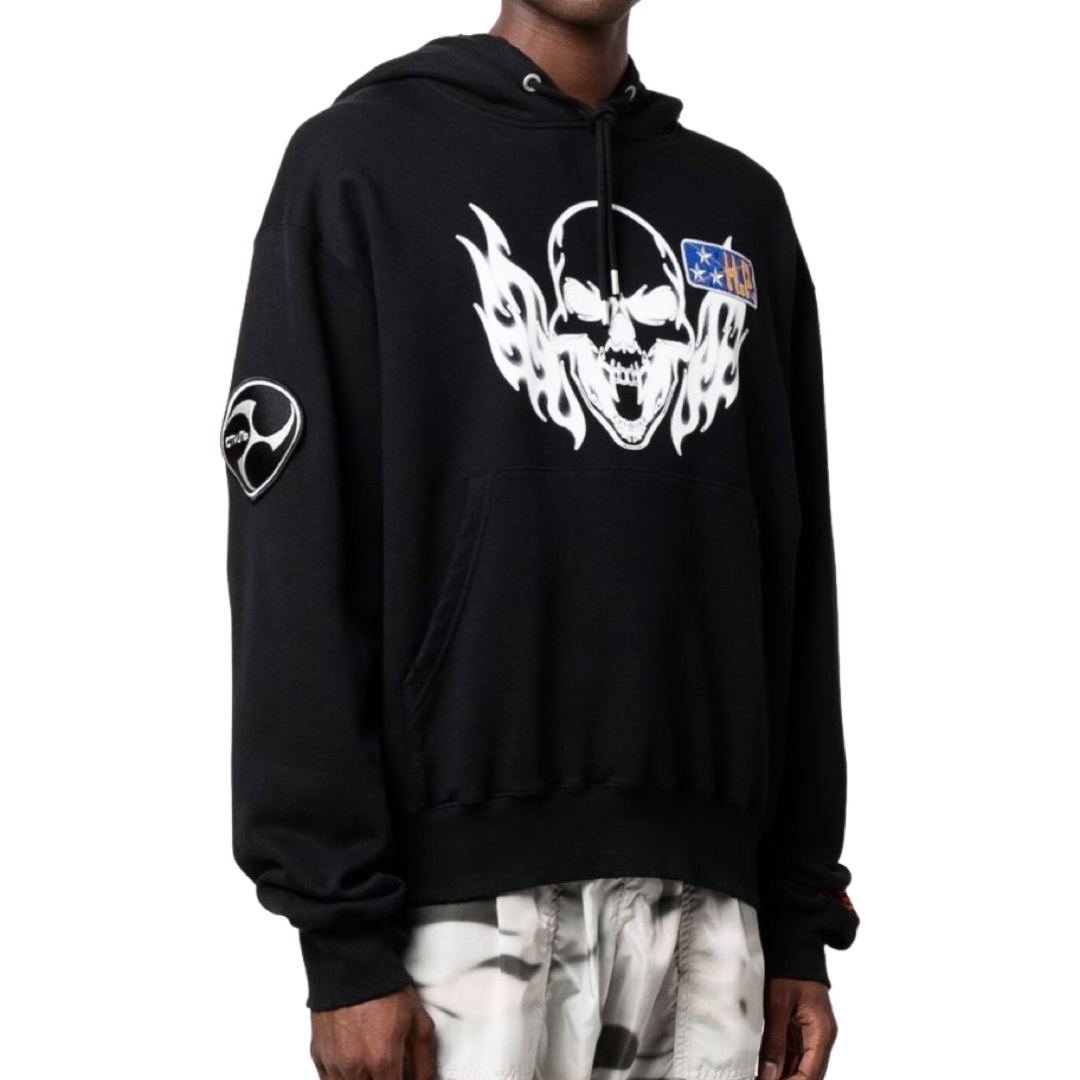 Heron Preston Skull Flame graphic-print Hoodie Black