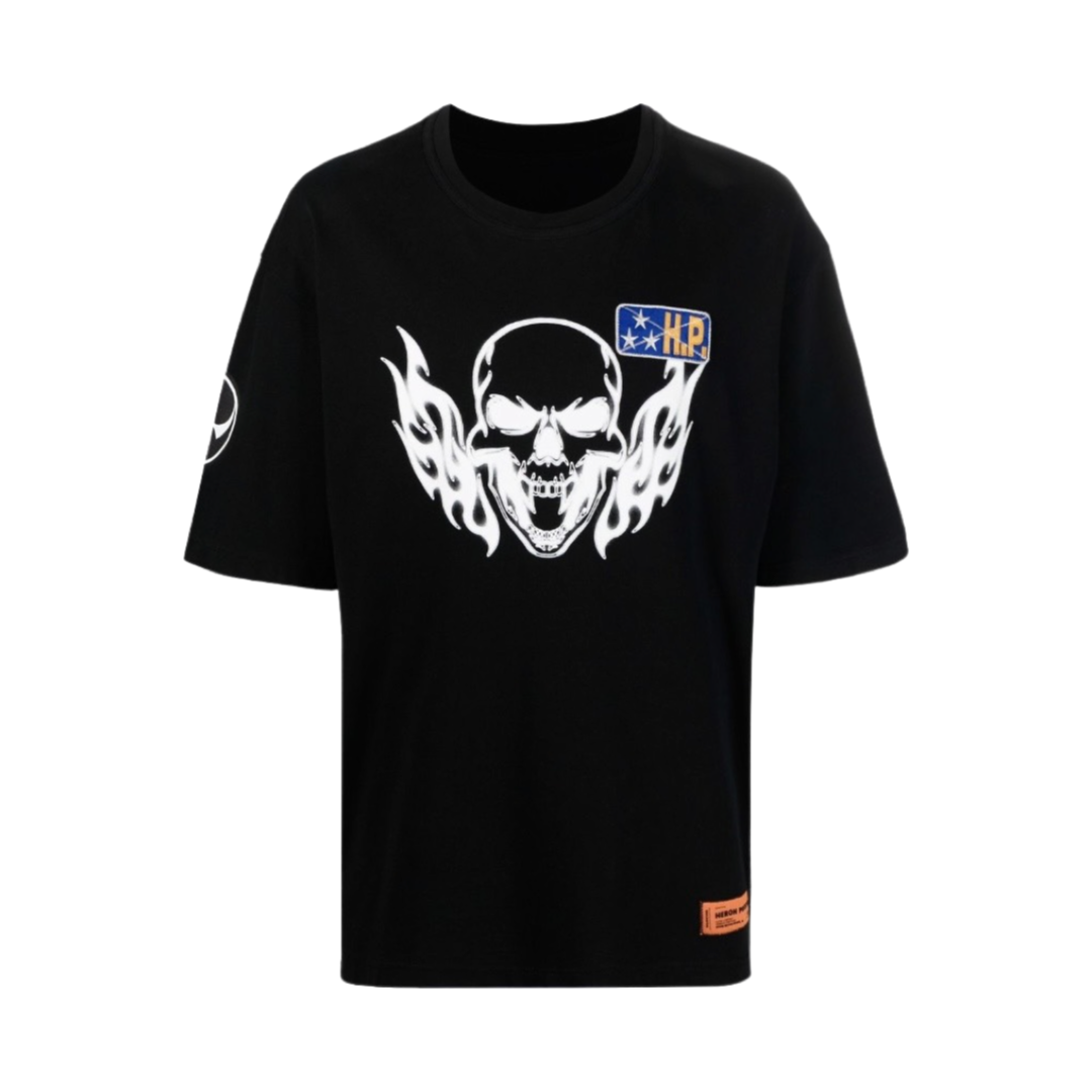 Heron Preston Flaming skull-print cotton T-shirt Black