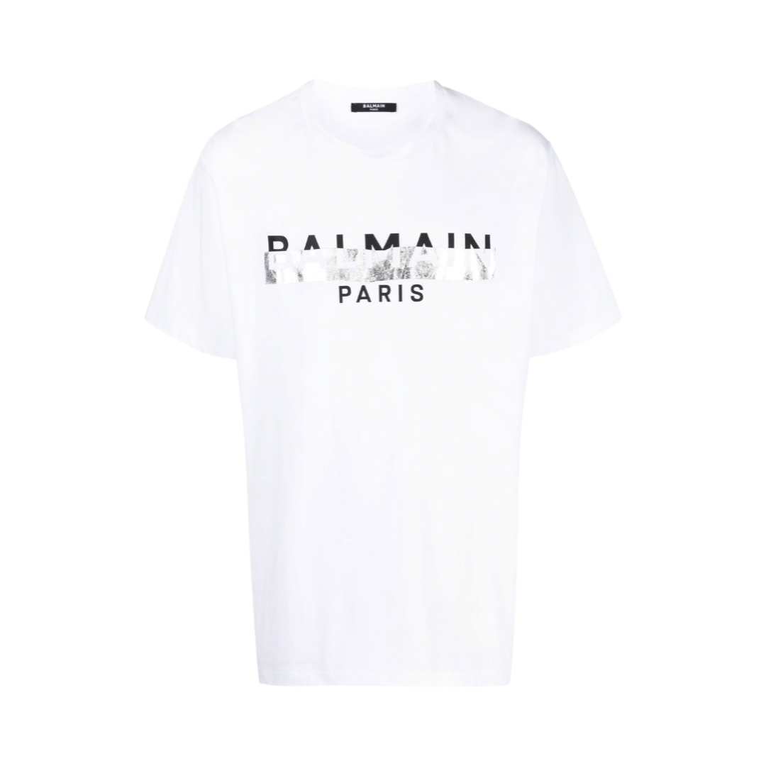 Balmain Silver-tone logo-print T-shirt White
