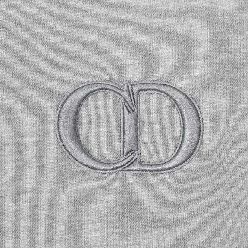 Dior 'CD ICON' embroidery cotton Hoodie Grey