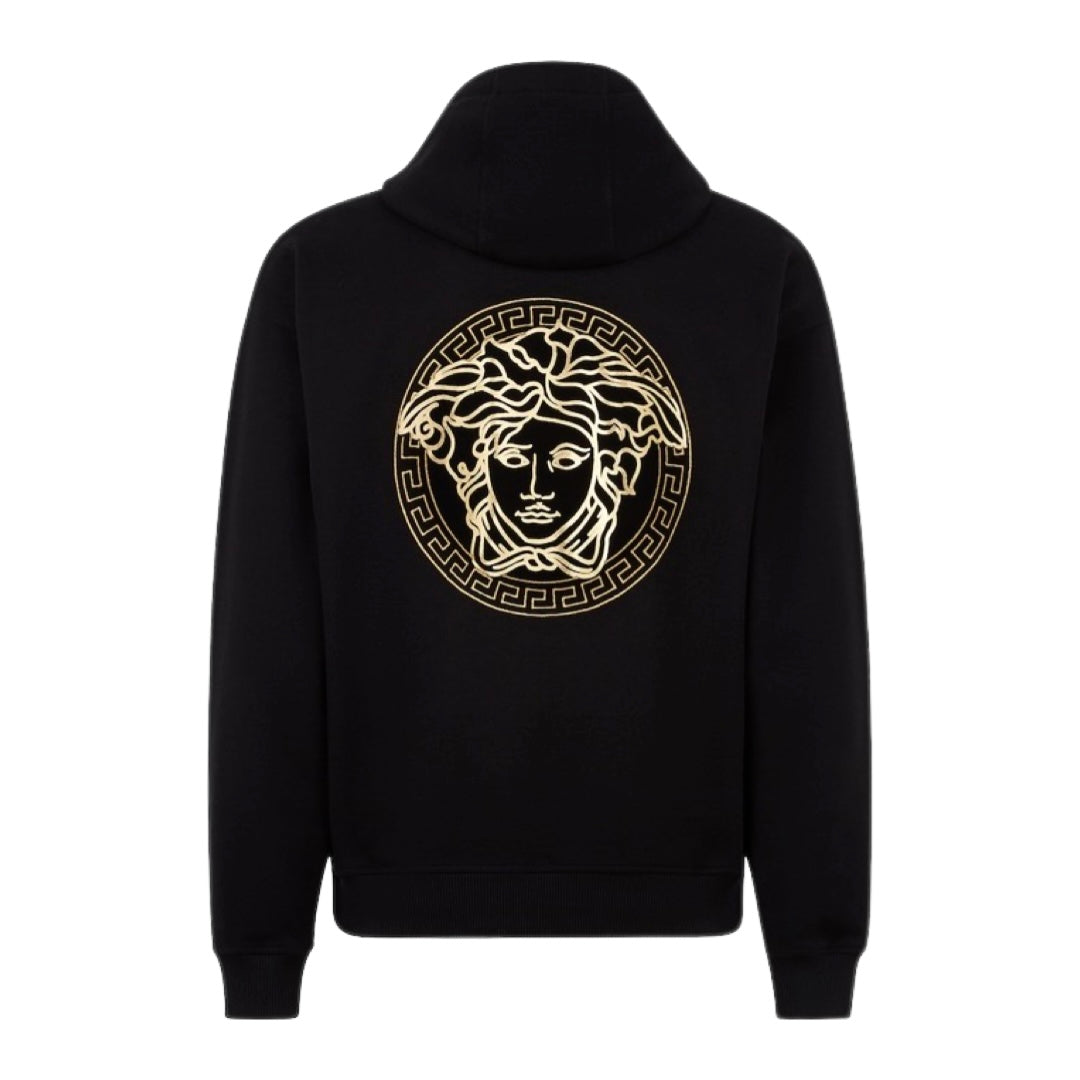 Fendace  Medusa motif jersey logo Hoodie Black