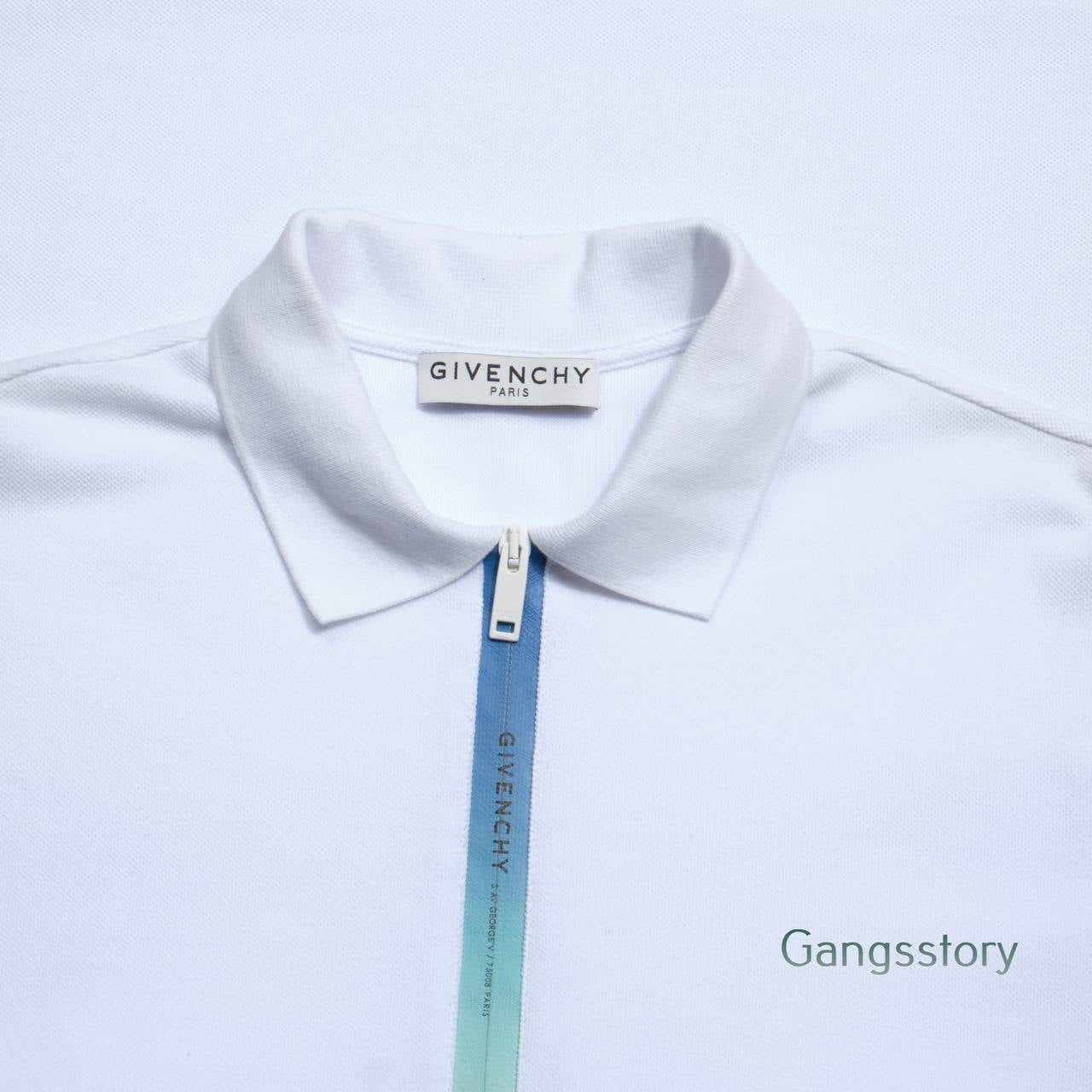 Givenchy Half Zip Gradient Polo Shirt White