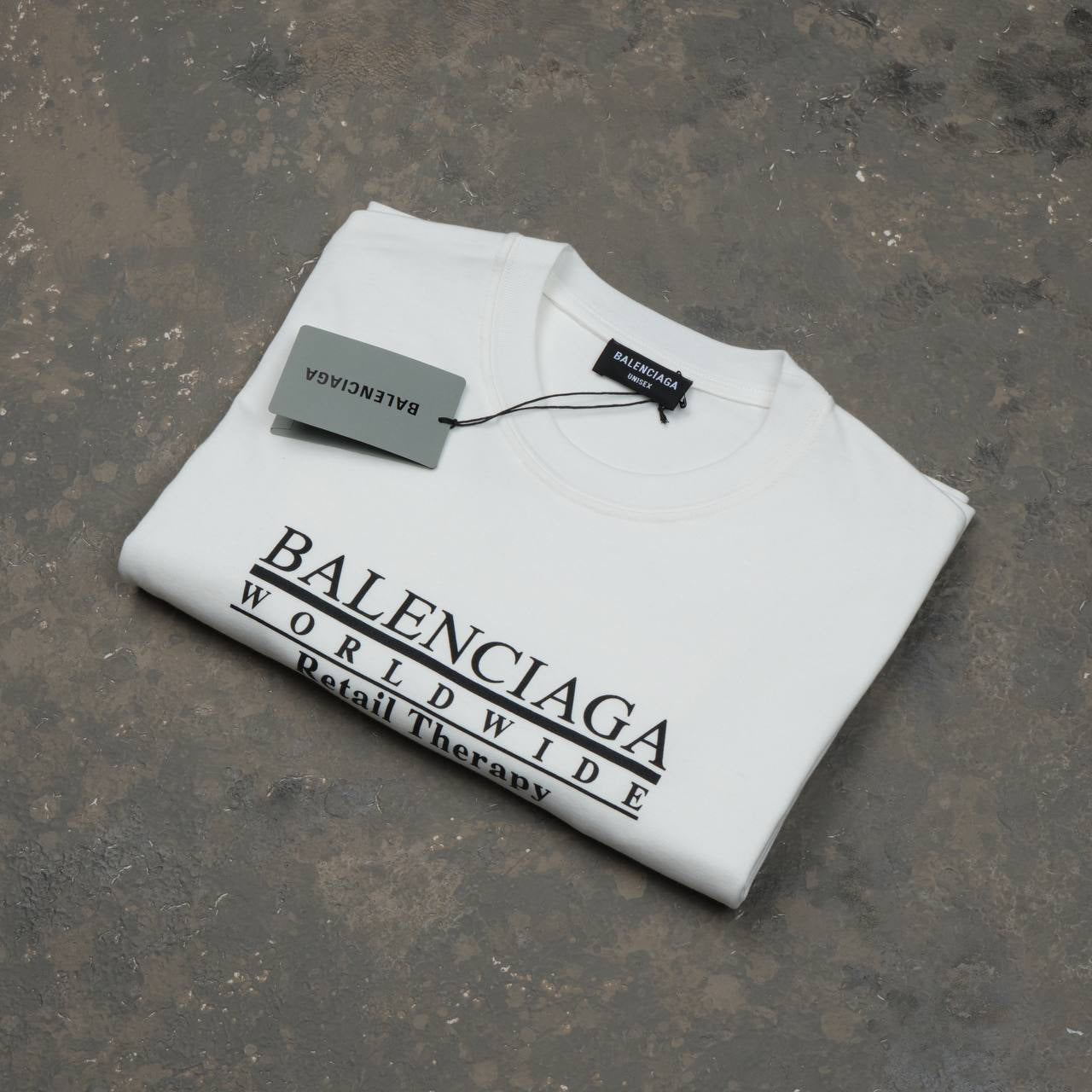 Balenciaga Retail Therapy logo-print T-shirt Beige